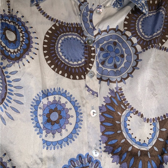 Gerard darel paris silk casual Shirt button down blue white classic fall top - Picture 2 of 4